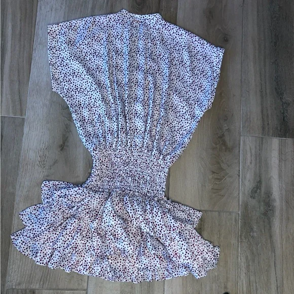 MISA Los Angeles Polka Dot Smocked Mini Dress XS NWT Ruffle Hem - Picture 3 of 5